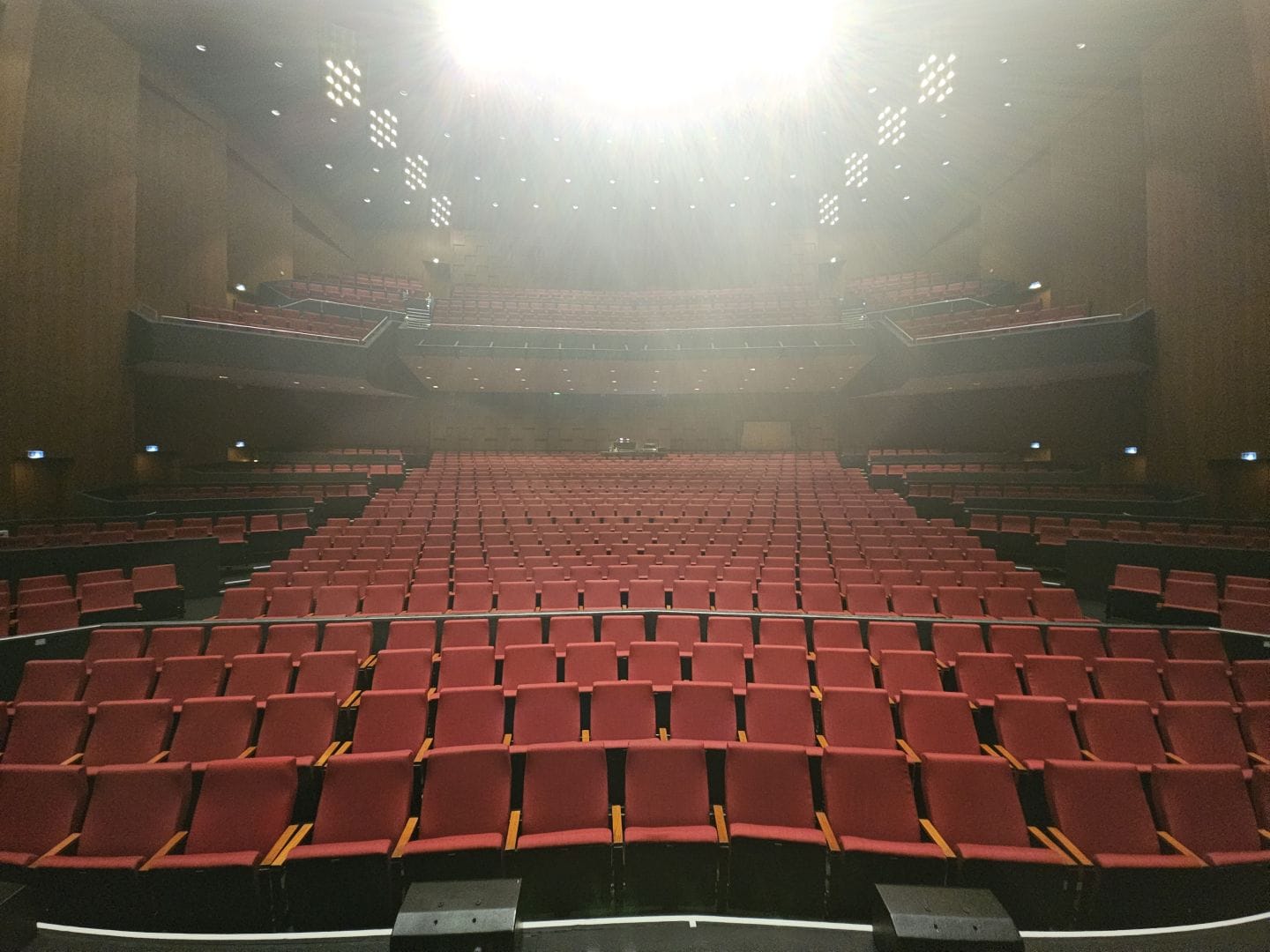View from the stage into an empty Theater am Aegi