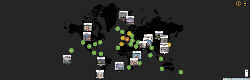 The postcardmap in dark mode